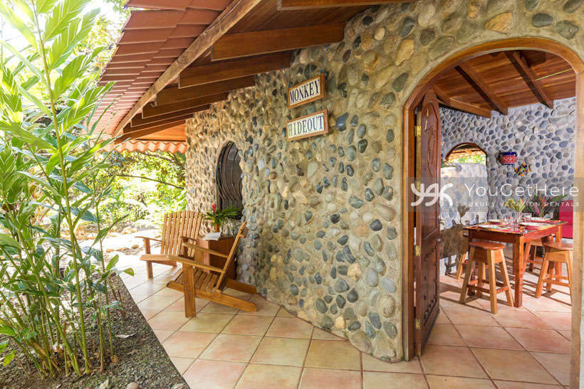 View of the entrance to Casa Pura Vida’s cabina called the monkey hideout due to frequent sightings of wildlife and monkeys.