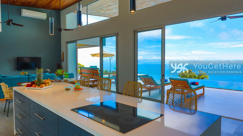 Stunning ocean views over the pacific from every room inside Villa Oro Verde vacation home in Costa Rica.