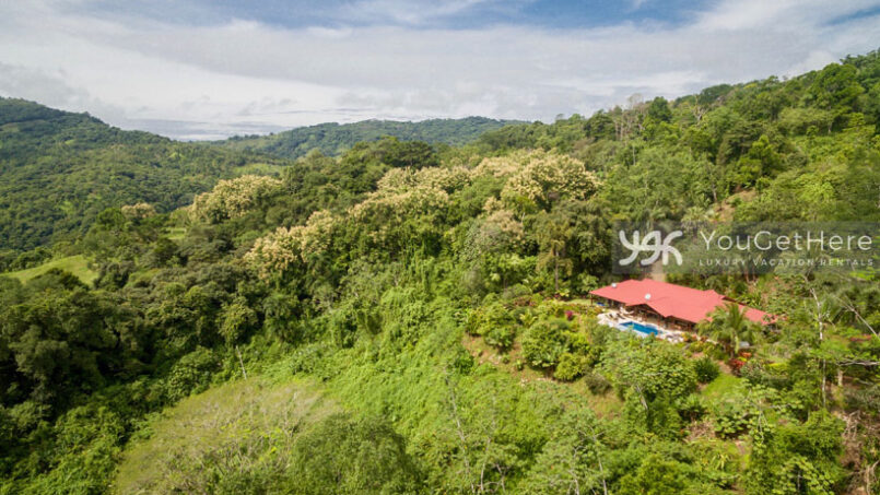 Aerial view of Villa Koora nestled in Costa Rican Rainforest.