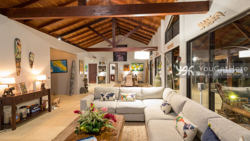 Villa Koora living room with large comfortable sectional sofa.