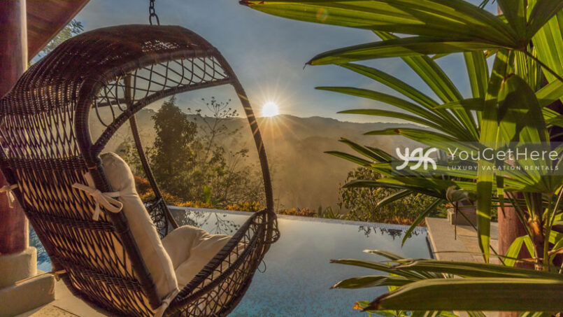 Sunset at the pool of Villa Koora Luxury Vacation Rental Costa Rica