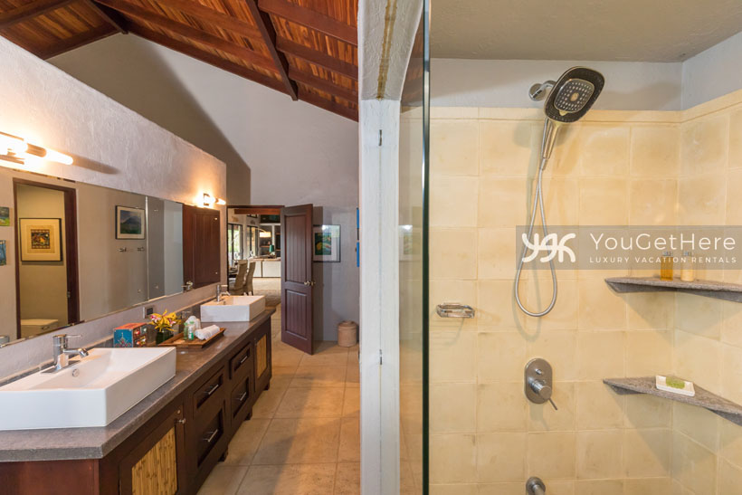 Villa Koora Costa Rica vacation home master bathroom and shower.