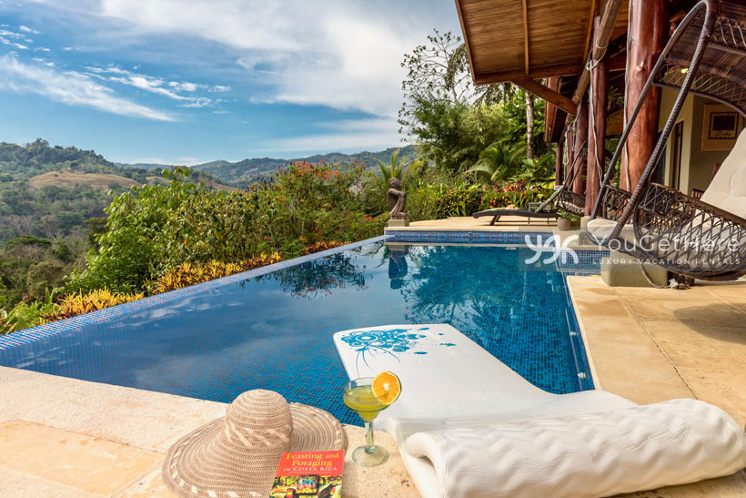 Pool deck with lovely views in Costa Rica at Villa Koora.