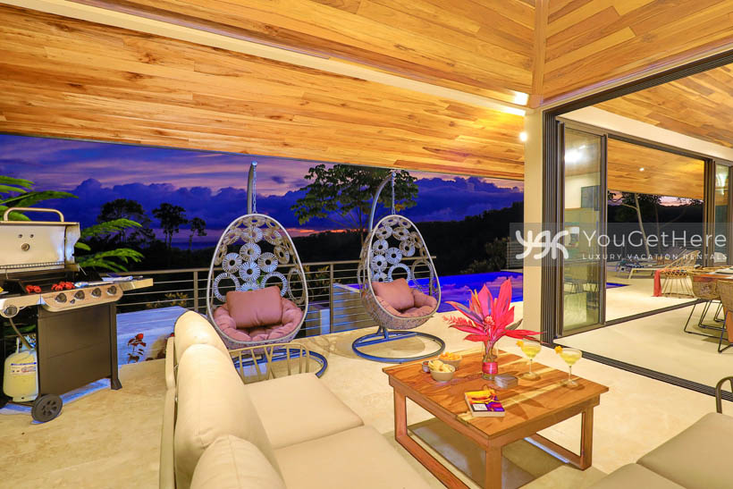 Sunset at the BBQ deck area of Villa Dalu Vacation Villa in Costa Rica