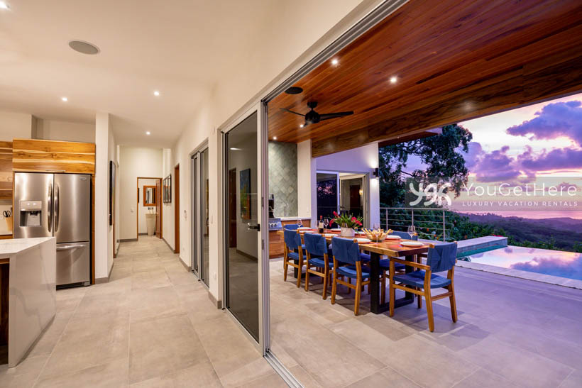 Tulu Azul Costa Rica large slider doors open up to create indoor outdoor living.