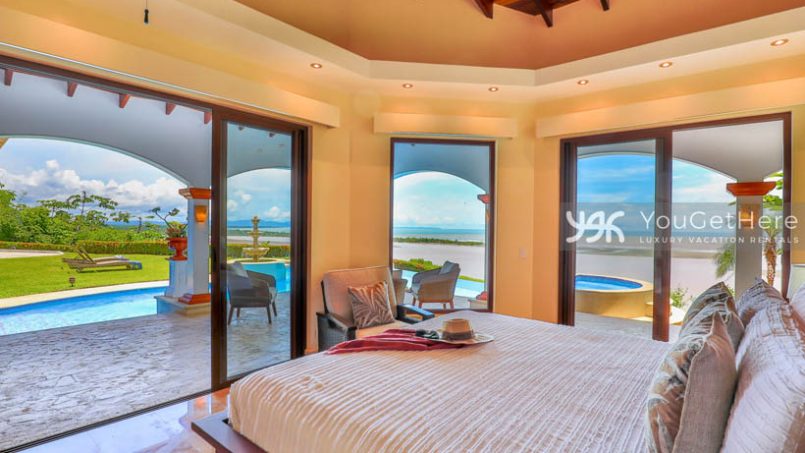 Vista Encanto Costa Rica bedroom with wrap around ocean views from each window.