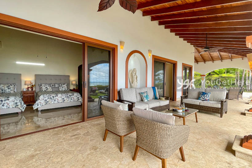 Vista Encanto Costa Rica Outdoor lounge area off guest bedroom.