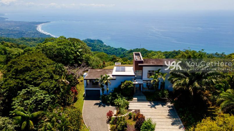 Aerial View Beach Whale's Tail Jungle surrounding Meridian House Costa Rica.