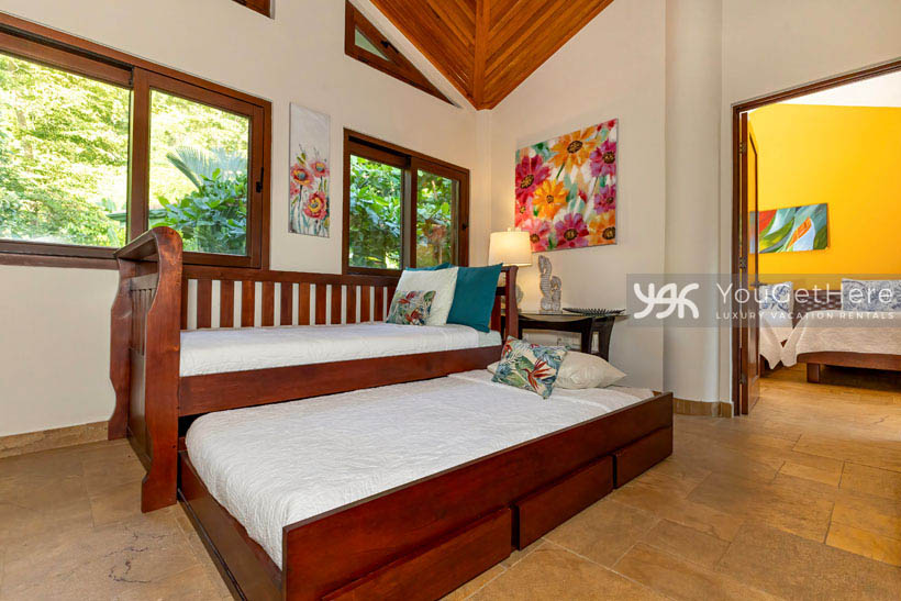 Caballitos del Mar Norte vacation villa guest bedroom with pull out trundle beds.