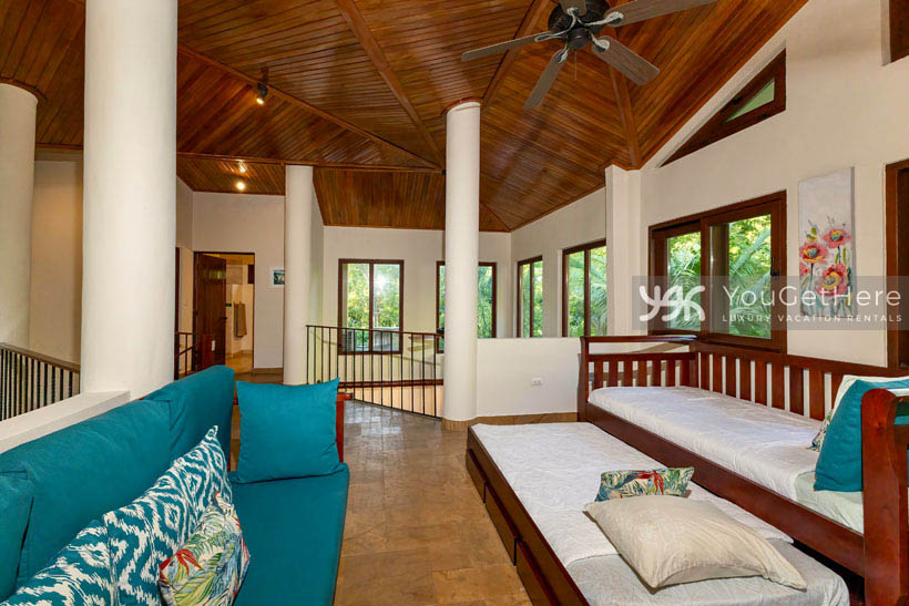 Caballitos del Mar upstairs sofa bed convert on second floor.