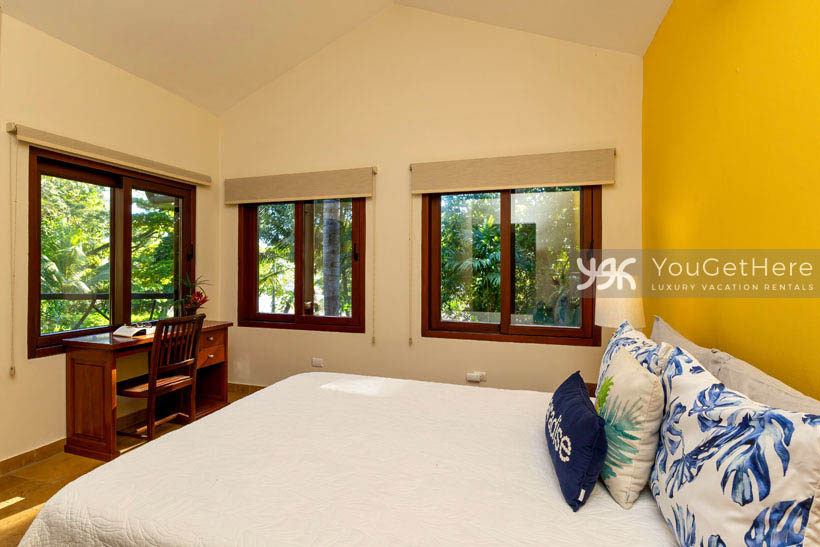 Guest bedroom in beachfront home Caballitos del Mar Norte vacation villa.