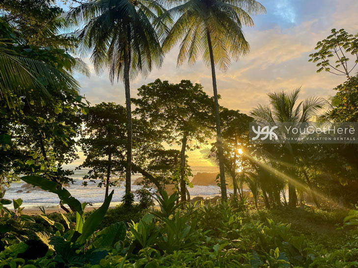 Beautiful sunset over the ocean as seen from Beachfront vacation villa Caballitos del Mar Norte.