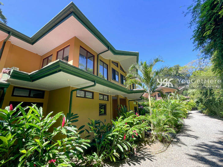 Front entrance for three beachfront villas at Caballitos del Mar Complex in Costa Rica.