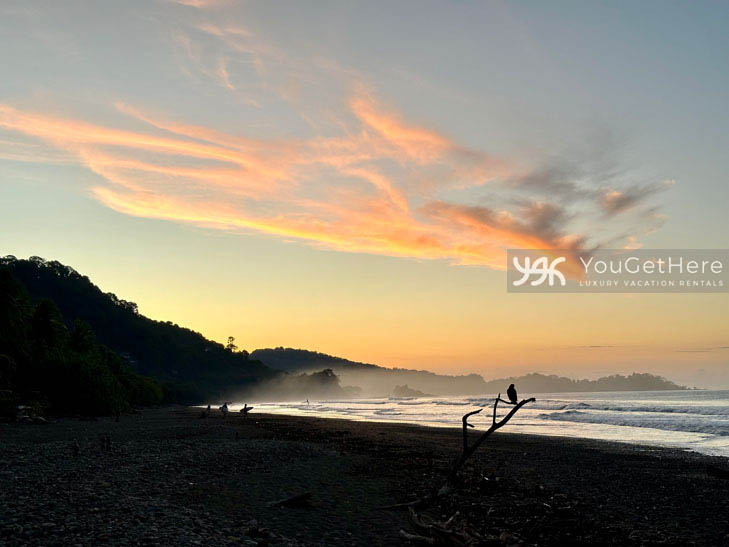 Caballitos del Mar Norte Beachfront vacation rental at sunset.