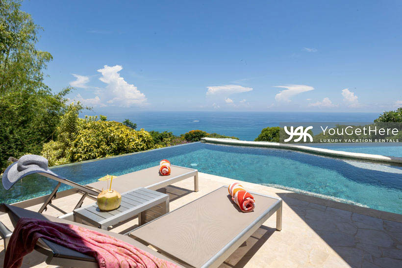 Jade house Costa Rica ocean views over pools at luxury rental villa.