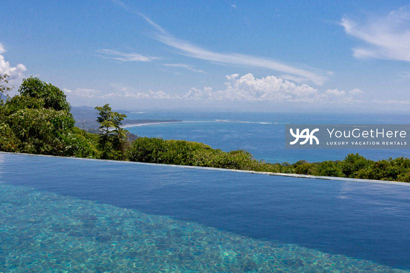 Jade House Costa Rica amazing ocean view from the edge of the pool, overlooking the famous whale's tail formation in Uvita Costa Rica