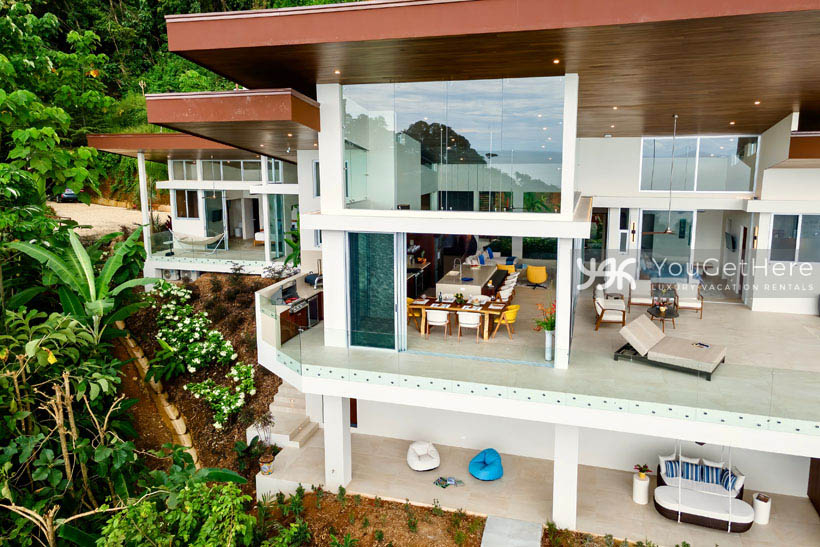 New two-story vacation rental villa in Costa Rica with ocean views from dining, living and bedrooms.